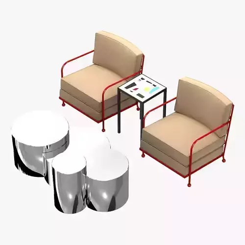 custom made club chair  side table  and Cerchi Coffee Table 