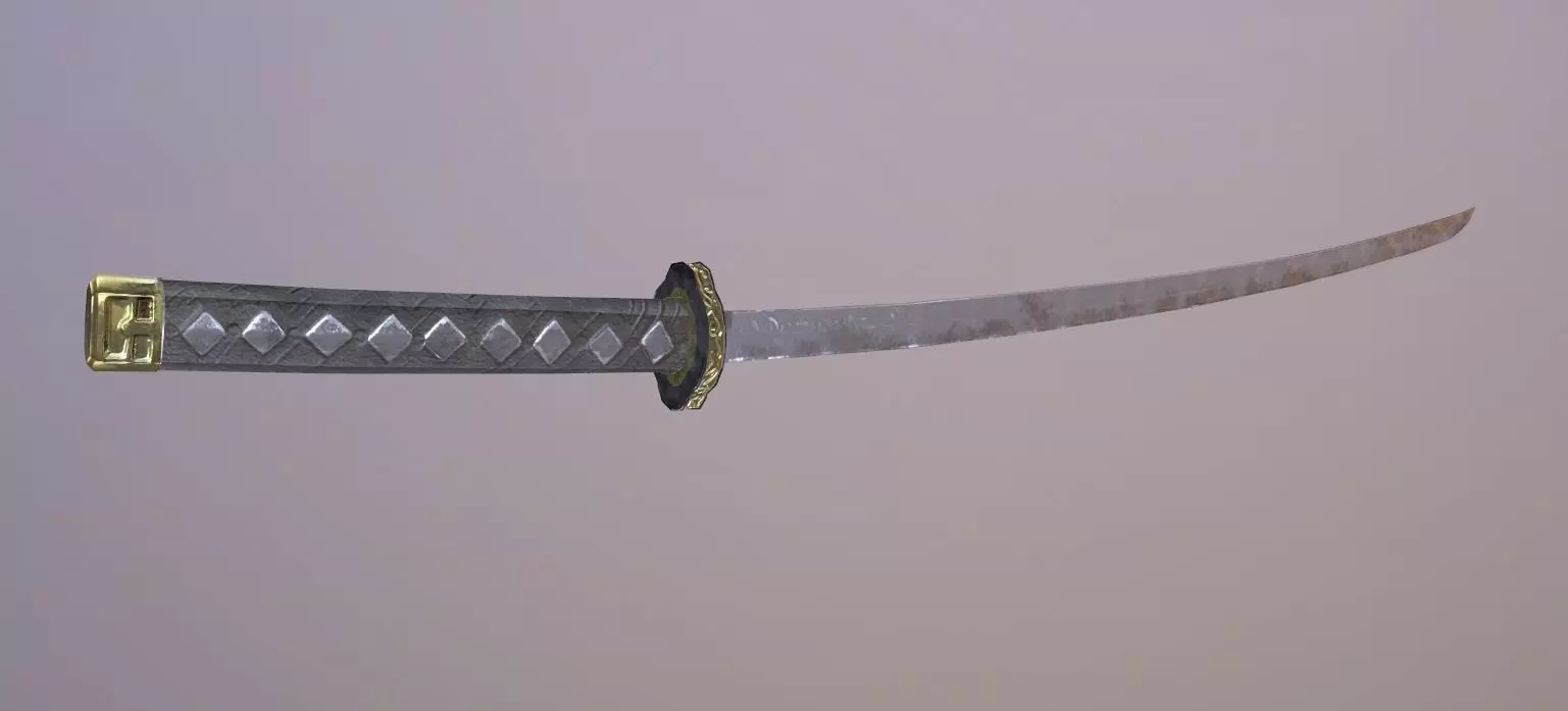 Katana samurai sword Low-poly 3D model_0