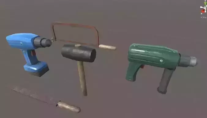 Super low poly tool props