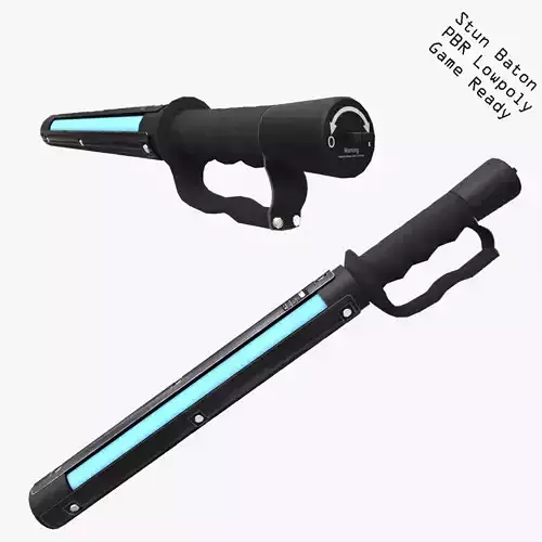 Taser stun baton Low-poly 3D model