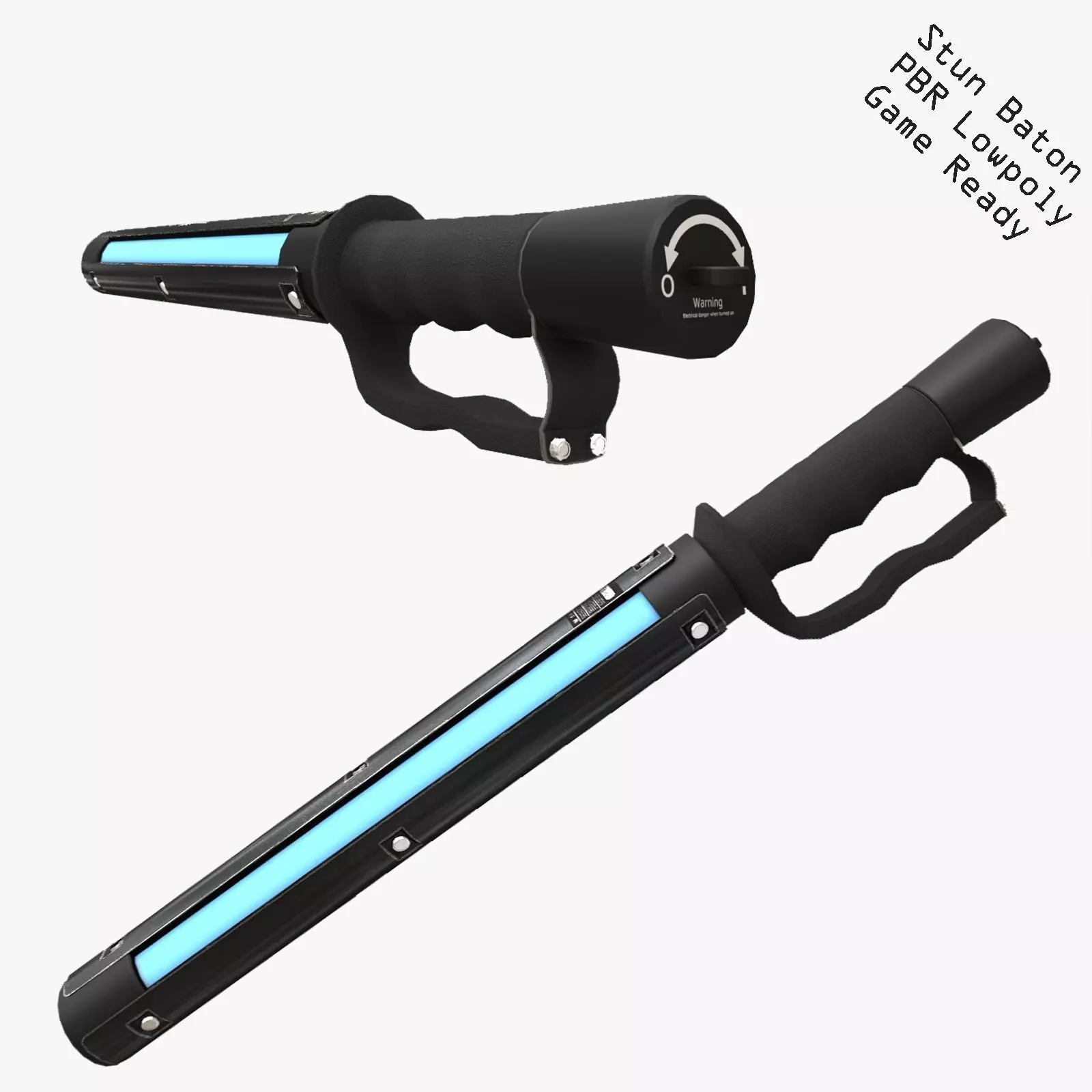 Taser stun baton Low-poly 3D model_0