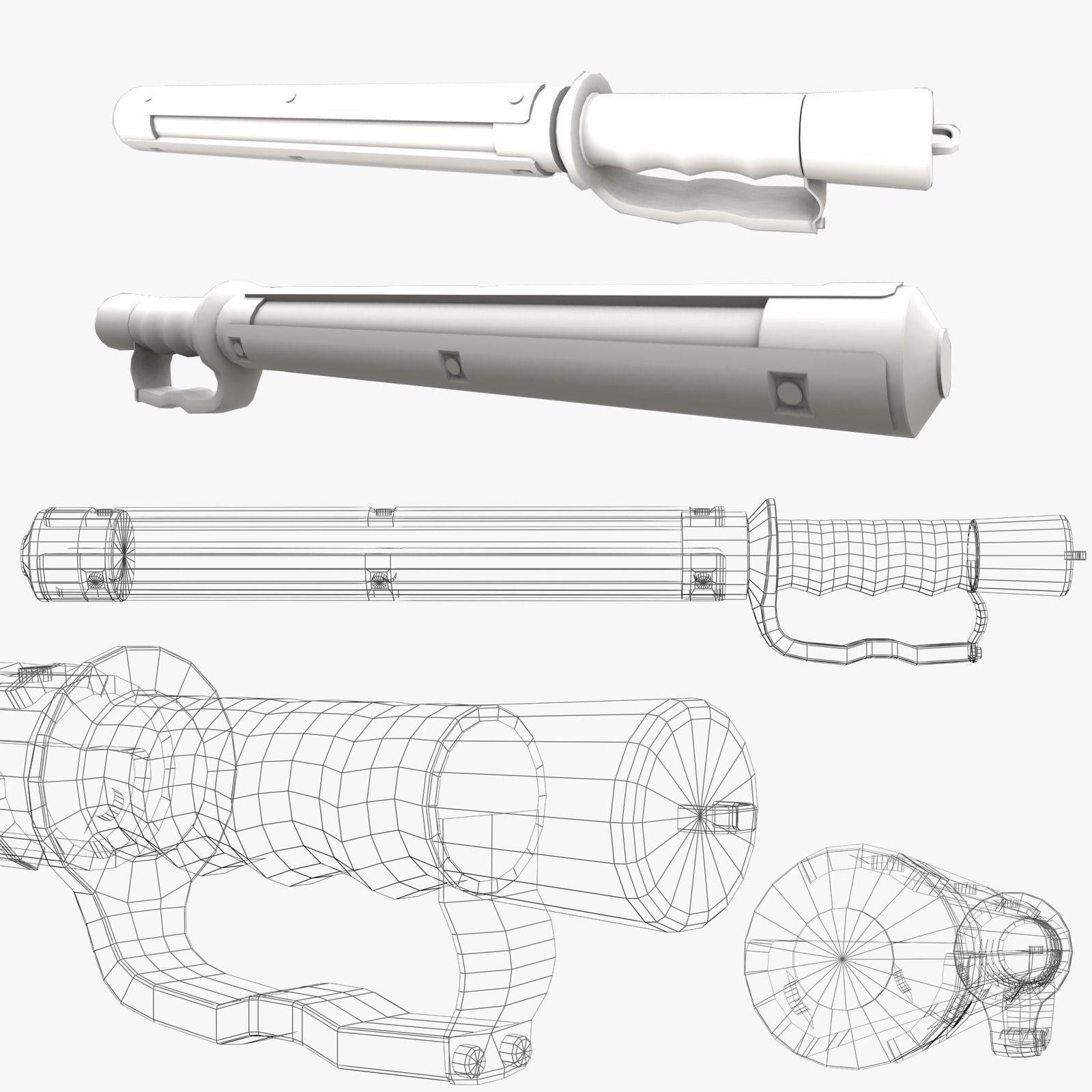 Taser stun baton Low-poly 3D model_2