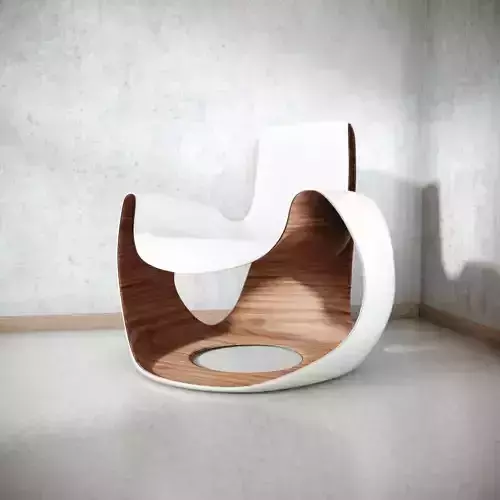 White Wooden Curved Chair