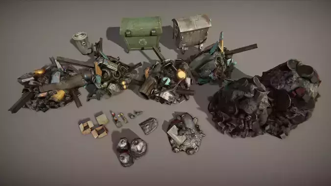 Garbage pack Low-poly 3D model