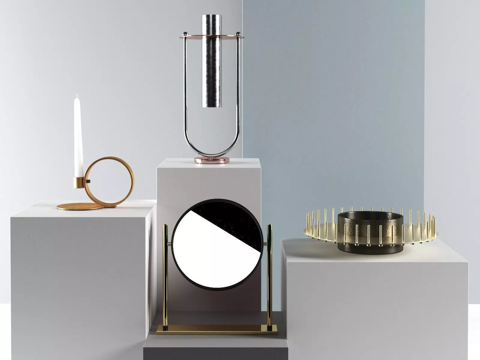 Candle Vase Mirror and Fruit Holder 3D model_0