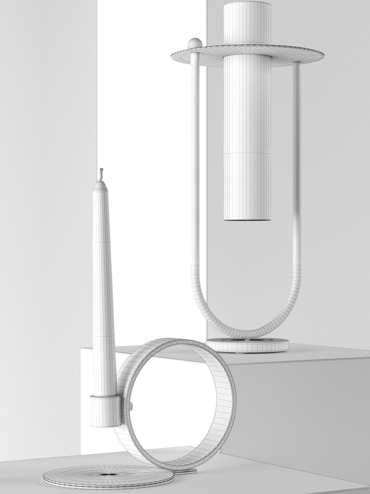 Candle Vase Mirror and Fruit Holder 3D model_4