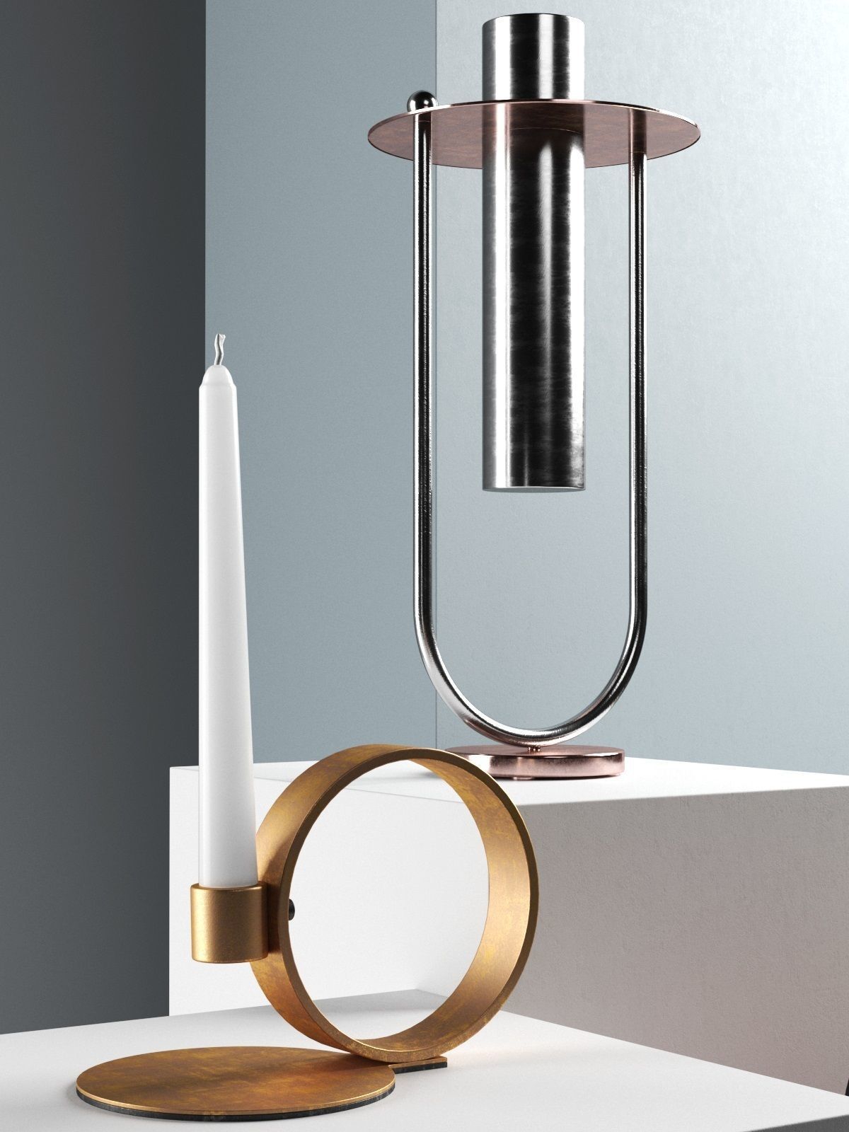 Candle Vase Mirror and Fruit Holder 3D model_1