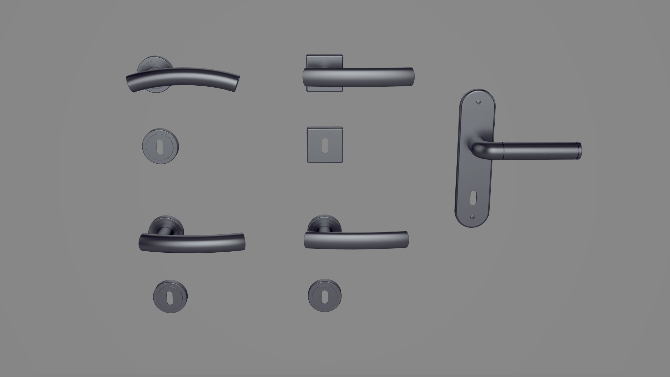 Door handle set 3D model_2