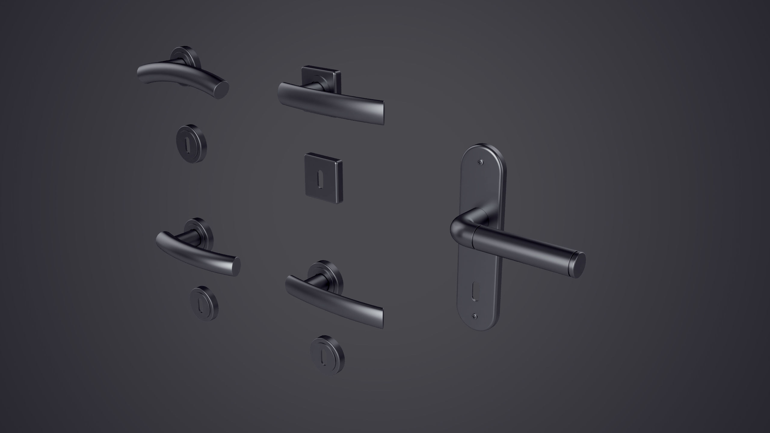 Door handle set 3D model_4