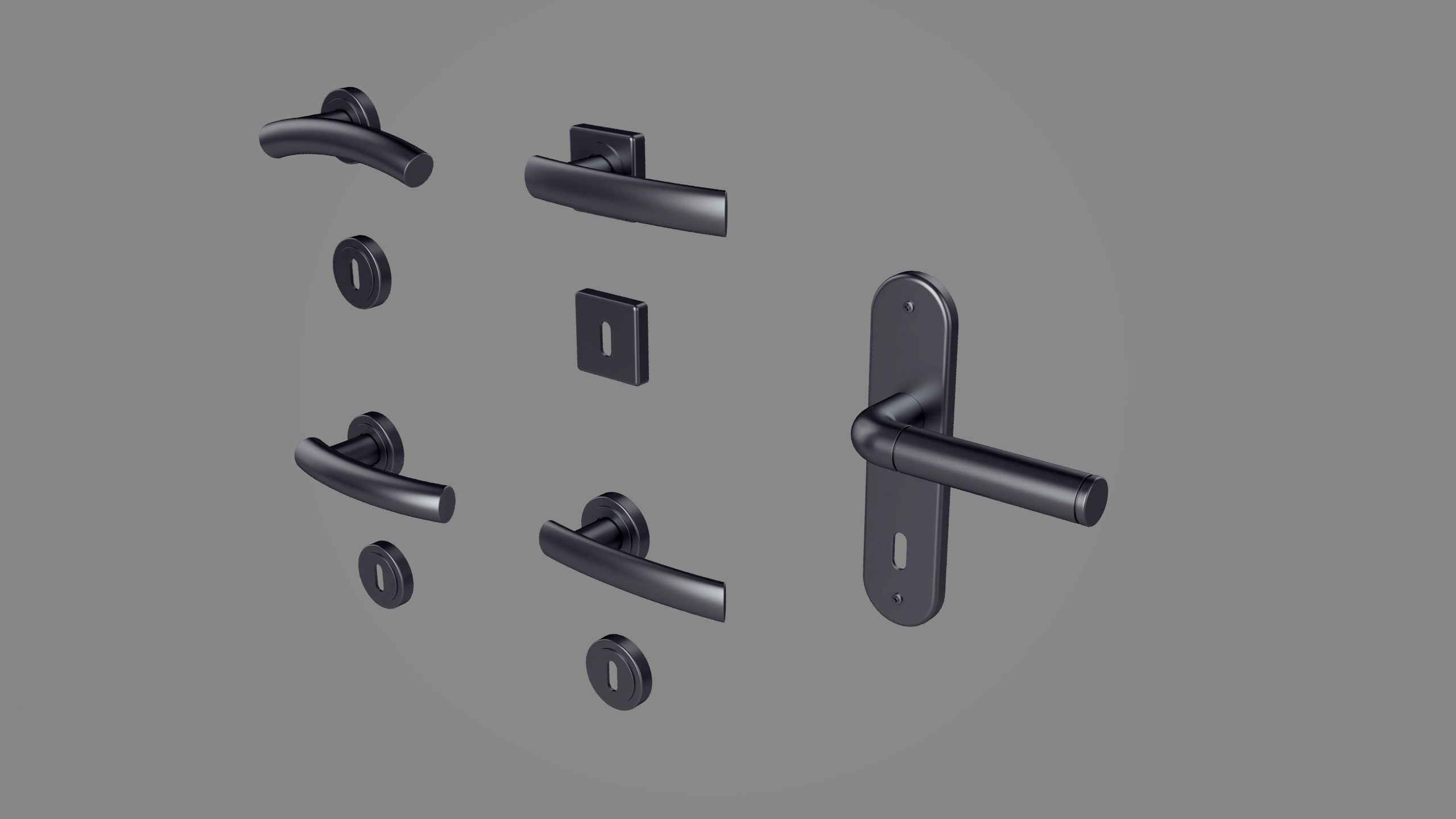 Door handle set 3D model_3