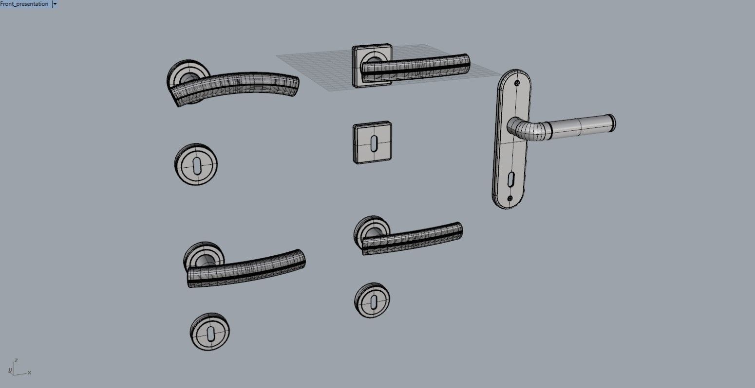 Door handle set 3D model_5