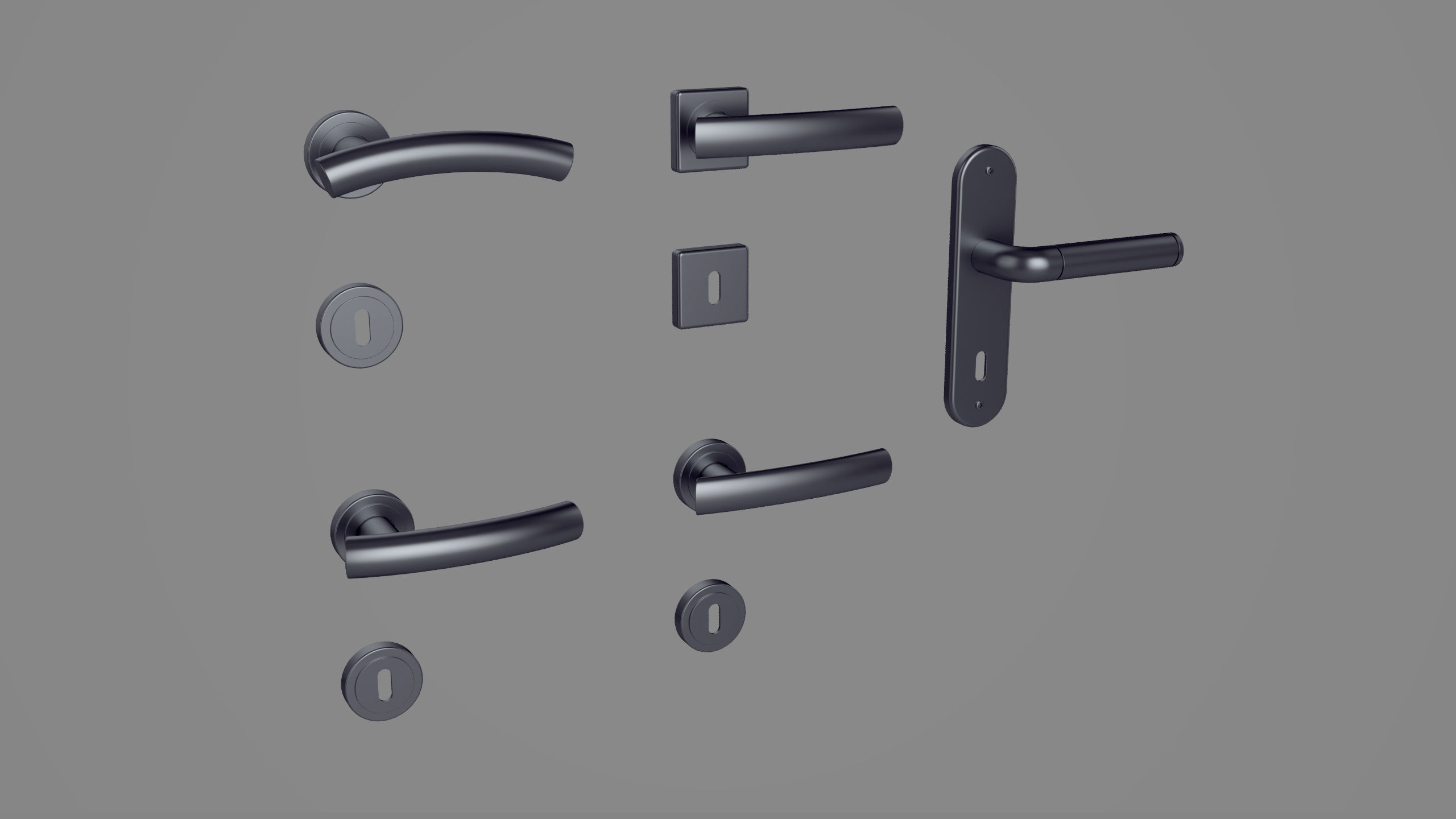 Door handle set 3D model_1