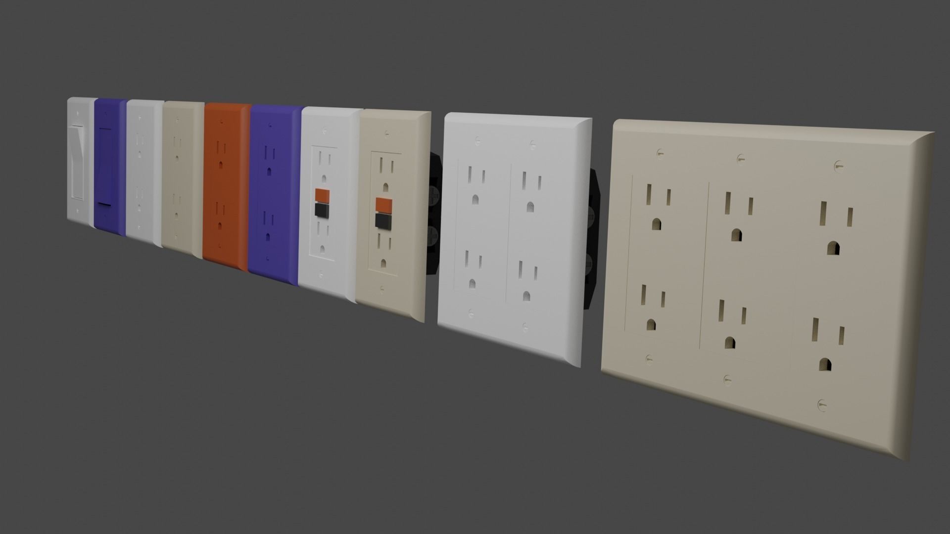 Rocker Style Wall Fixtures Extended Version 3D model_12