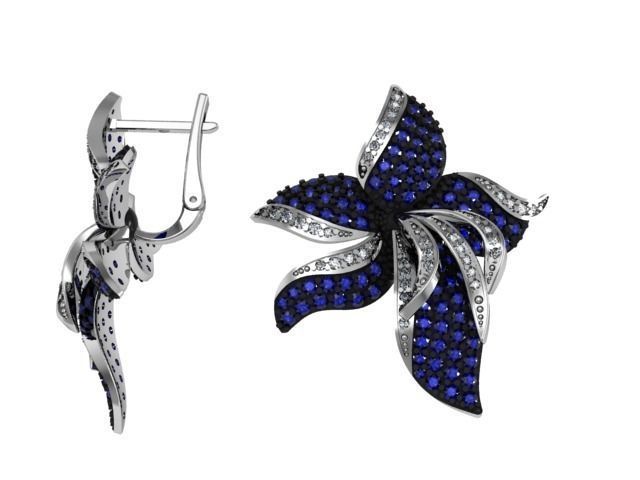 Earrings Lily set 3D print model_1