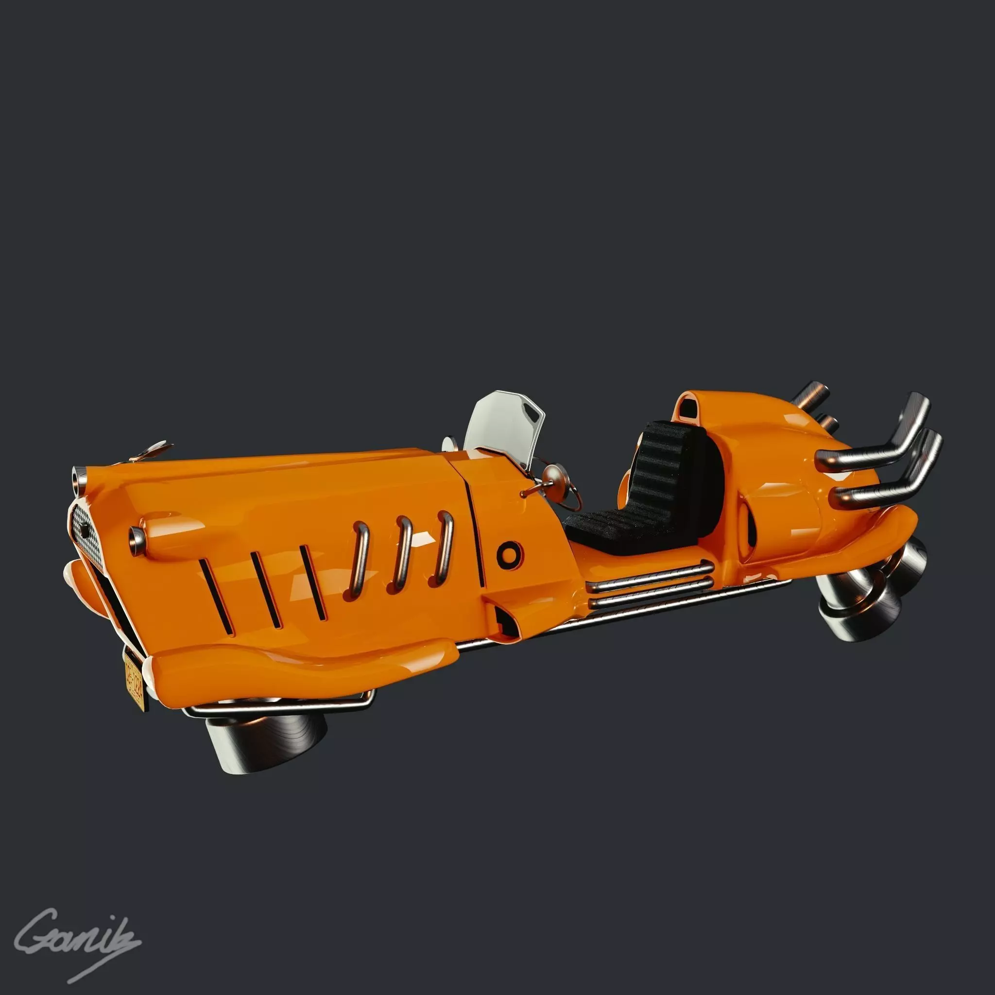 Dieselpunk Car Low-poly 3D model_0