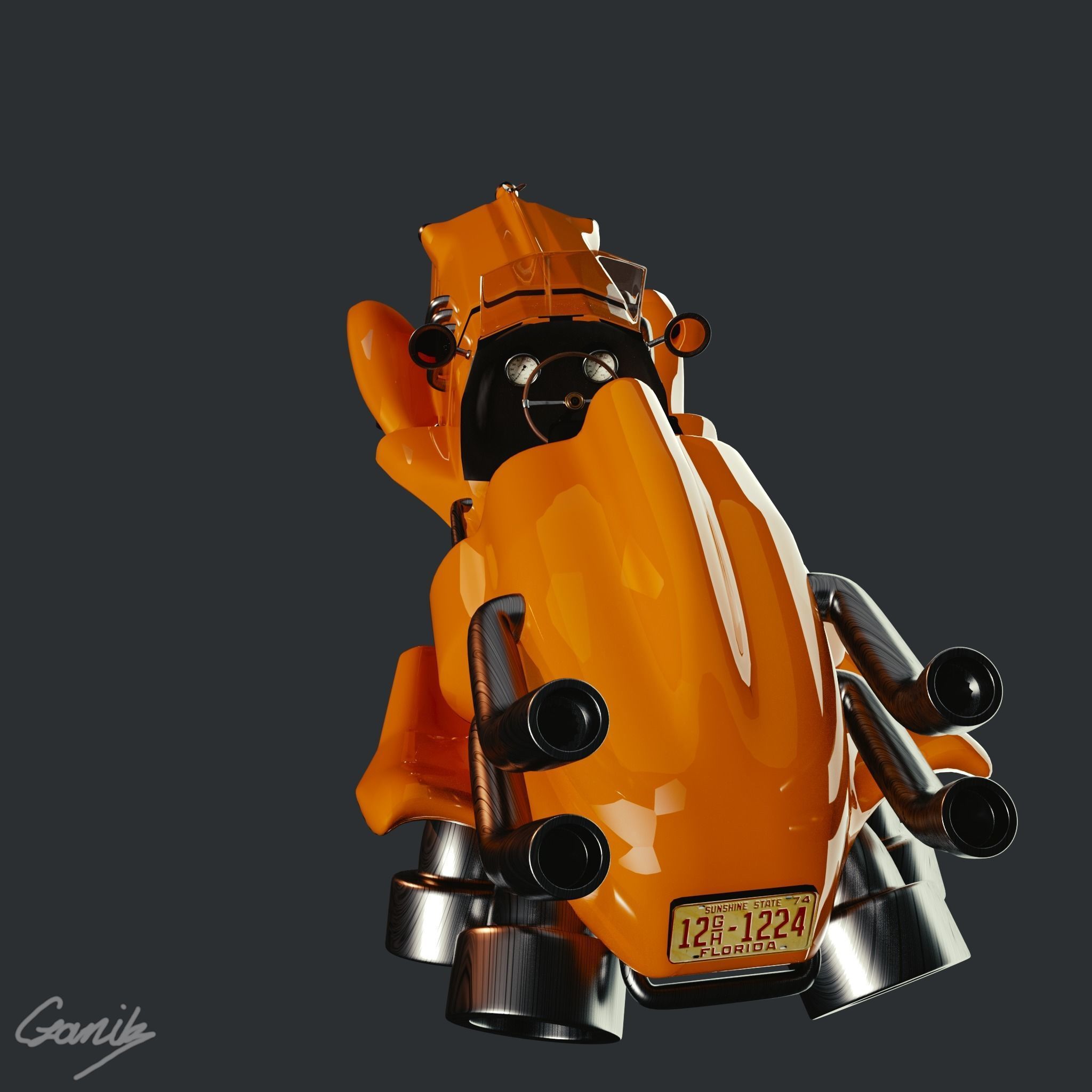 Dieselpunk Car Low-poly 3D model_2