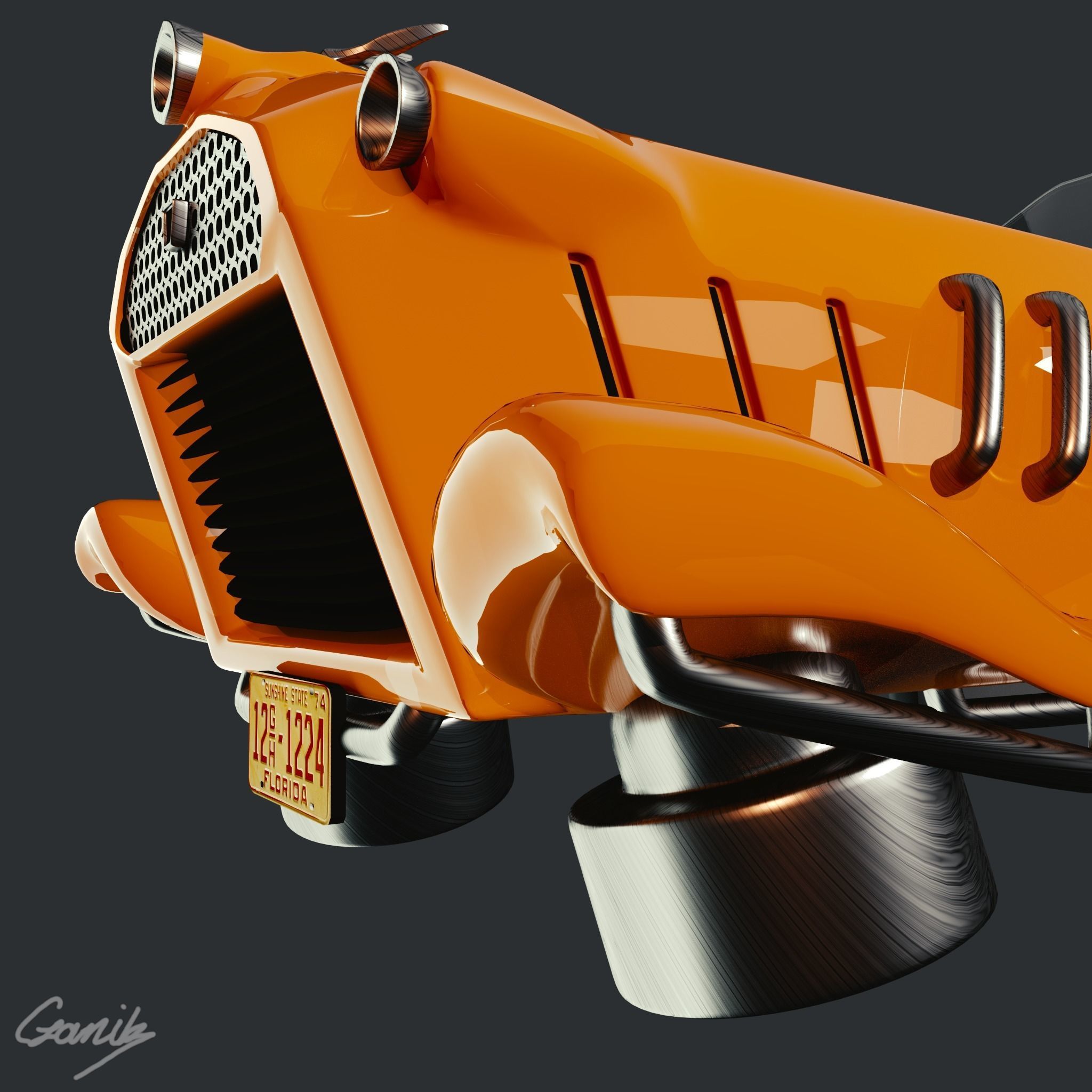 Dieselpunk Car Low-poly 3D model_5