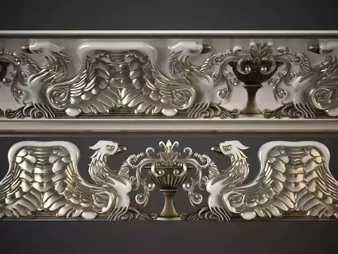 Cornice metal sculpture with wings 3D model