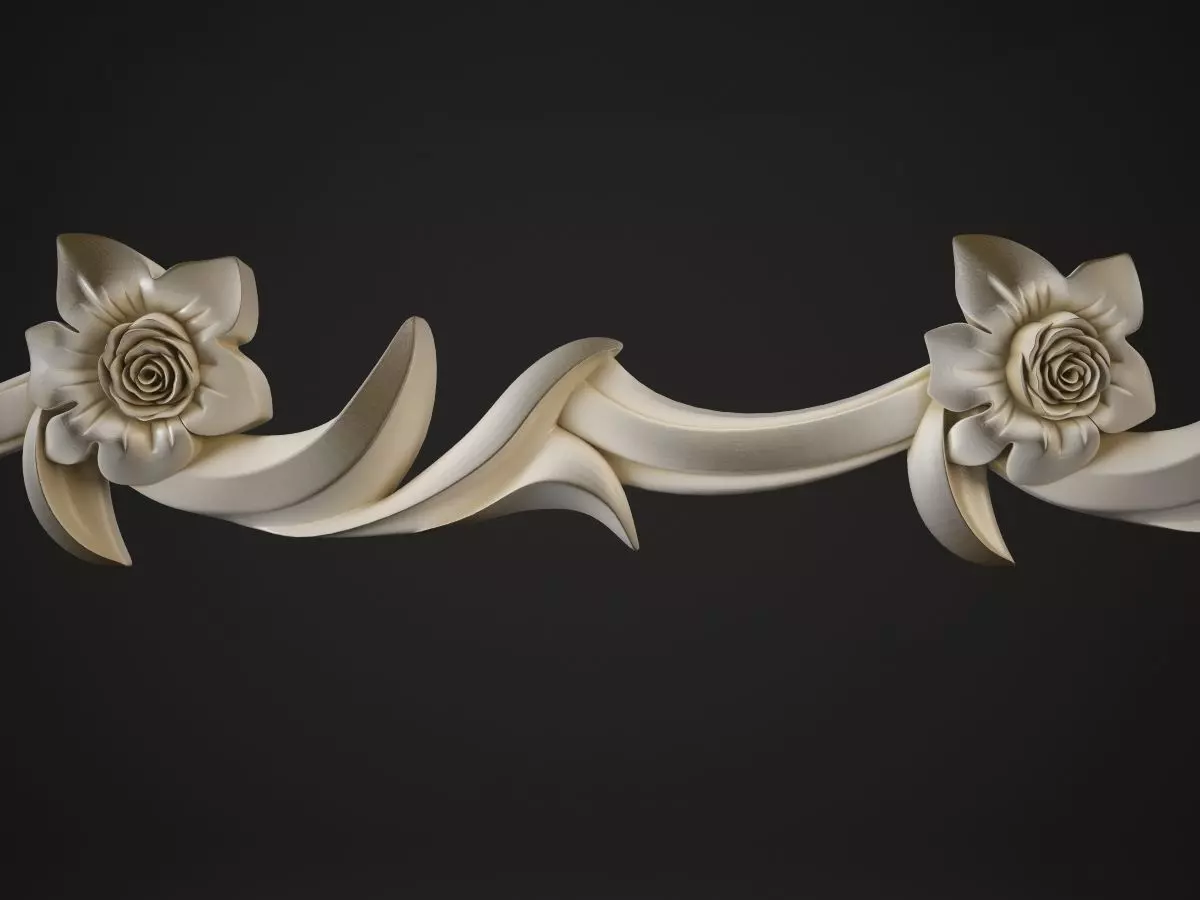 Moulding decorative scroll with flowers 3D model | CGTrader