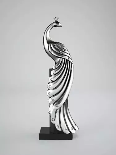 peacock silver statue 3D model