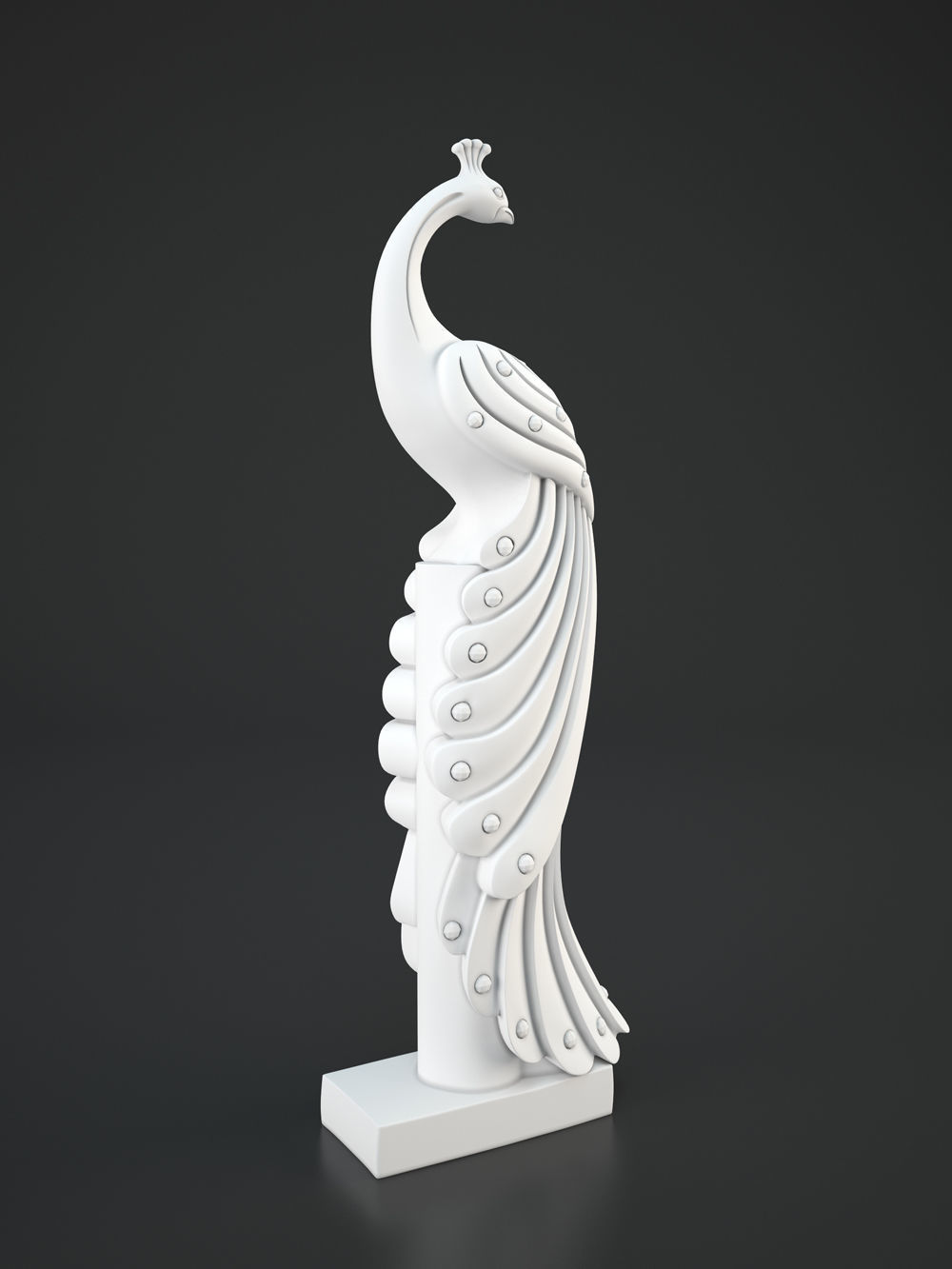 peacock silver statue 3D model_5