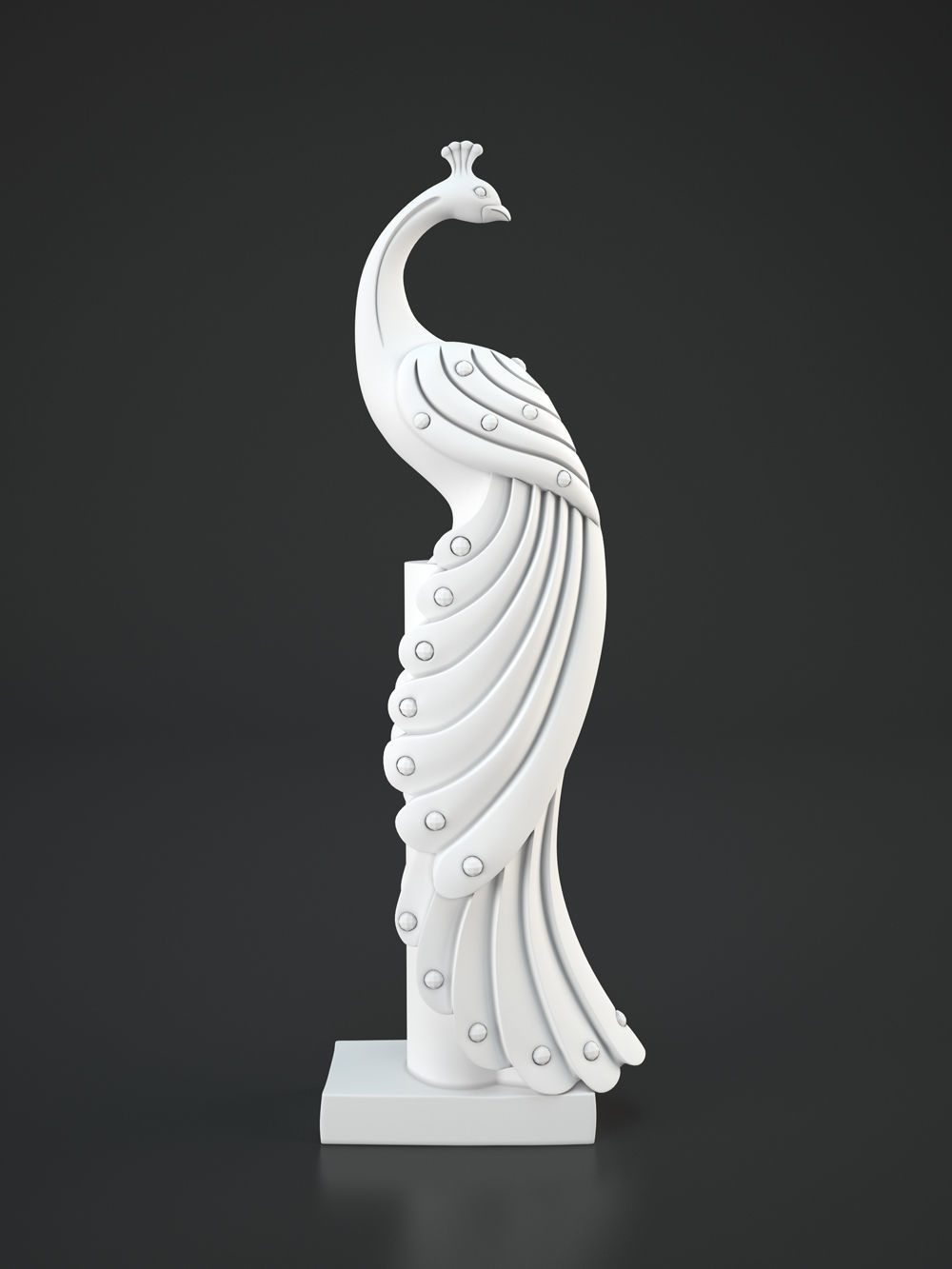 peacock silver statue 3D model_4