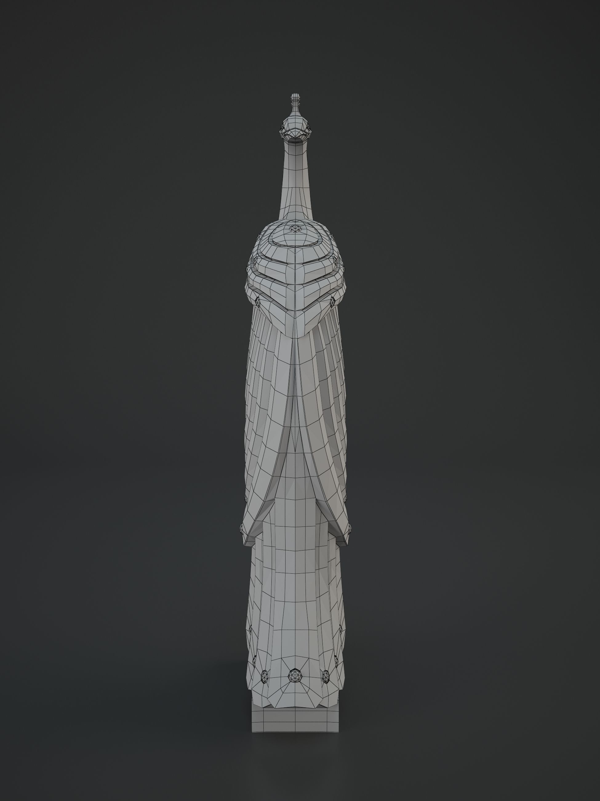 peacock silver statue 3D model_10