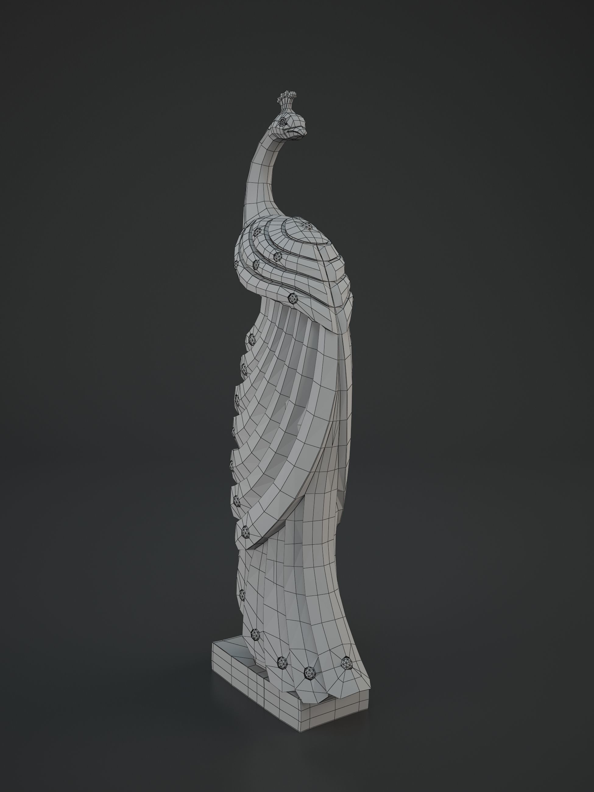peacock silver statue 3D model_12