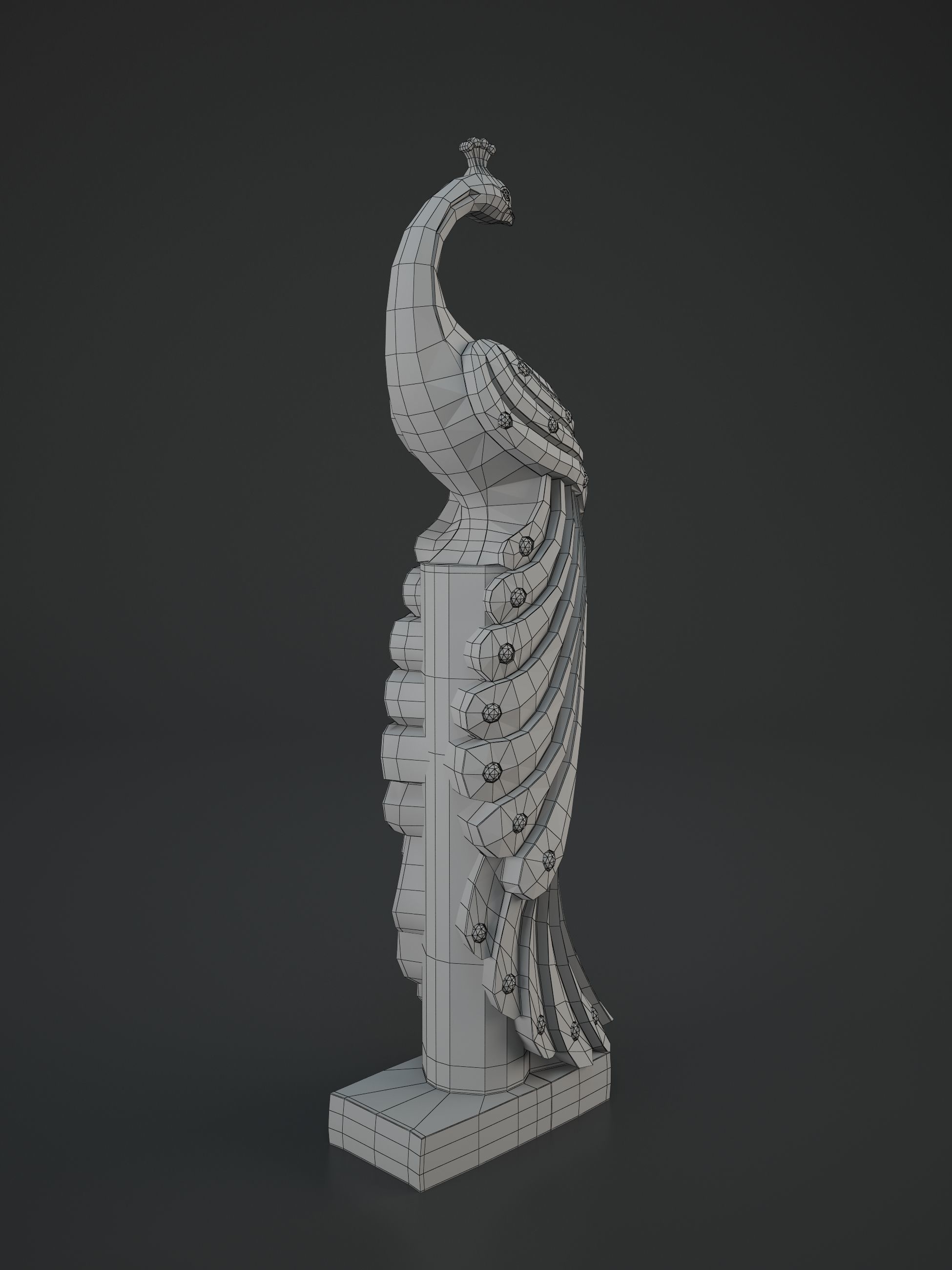 peacock silver statue 3D model_11
