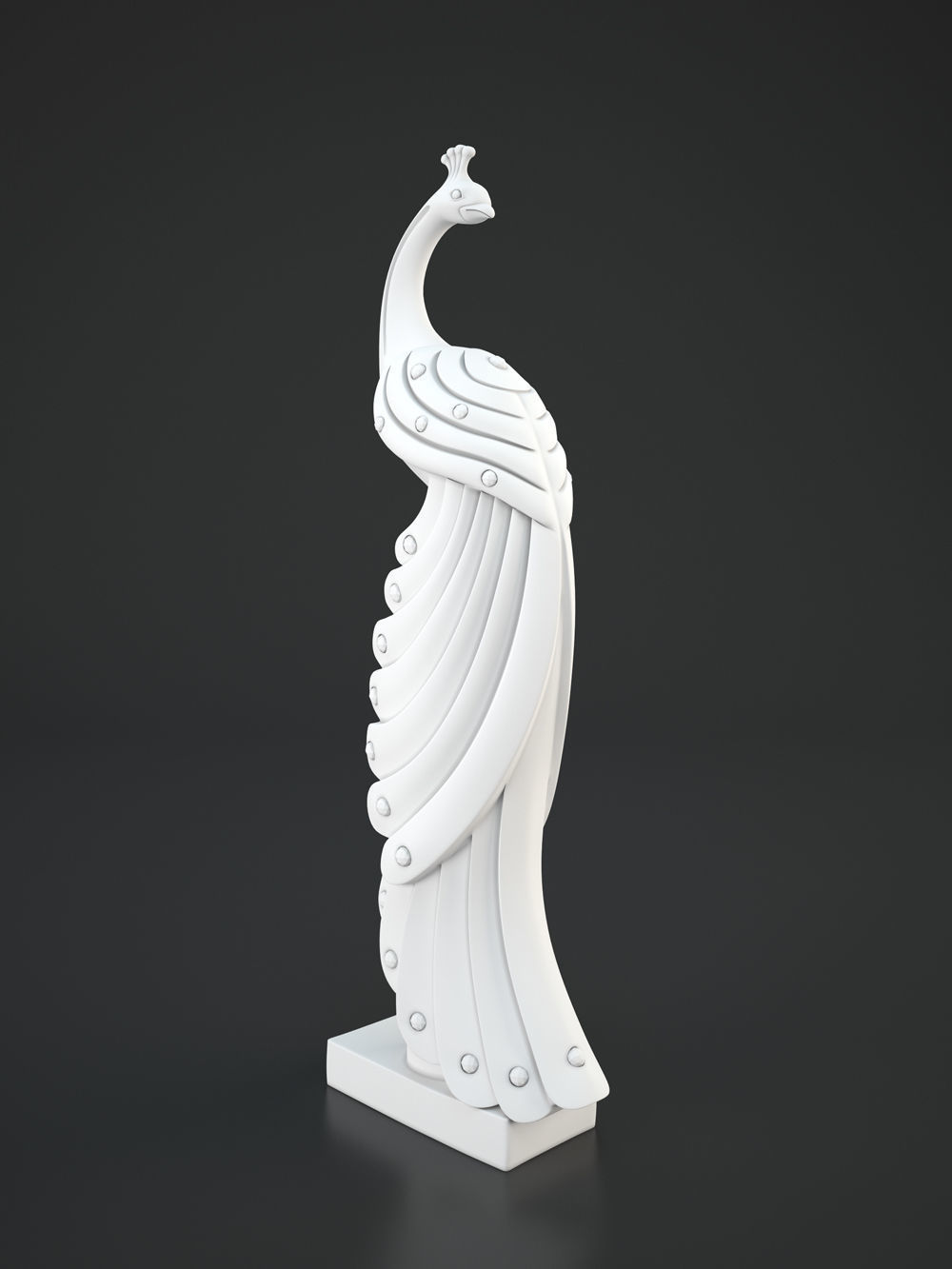 peacock silver statue 3D model_3