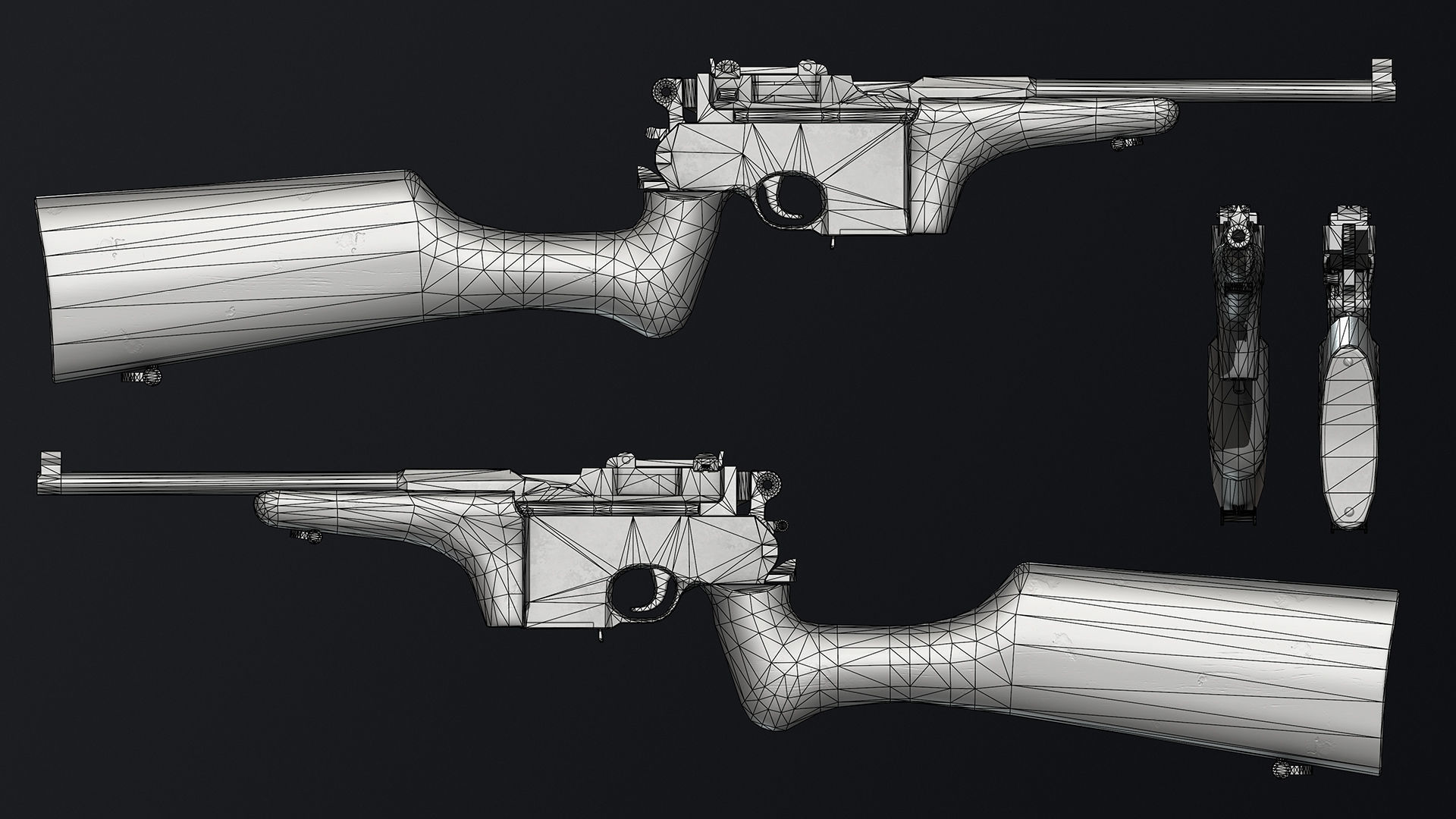 PBR Mauser M1917 Trench Carbine Low-poly 3D model_6