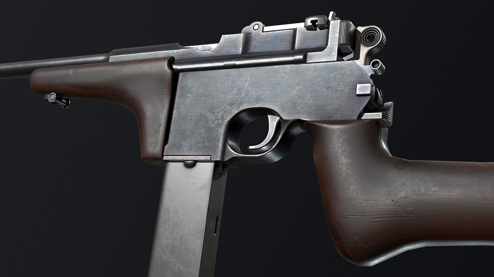 PBR Mauser M1917 Trench Carbine Low-poly 3D model_2