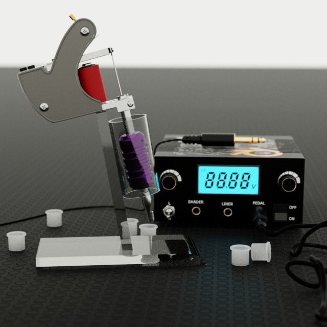 Tattoo gun kit 3D model_5
