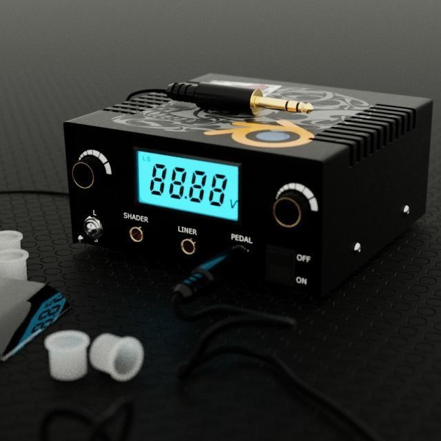 Tattoo gun kit 3D model_2