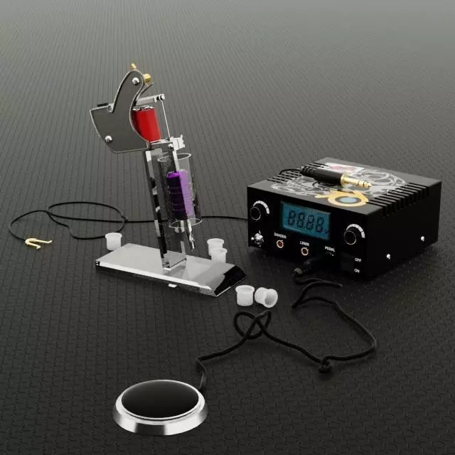 Tattoo gun kit 3D model_0