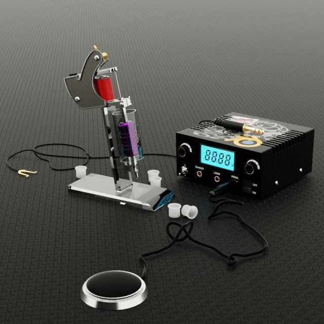 Tattoo gun kit 3D model_4