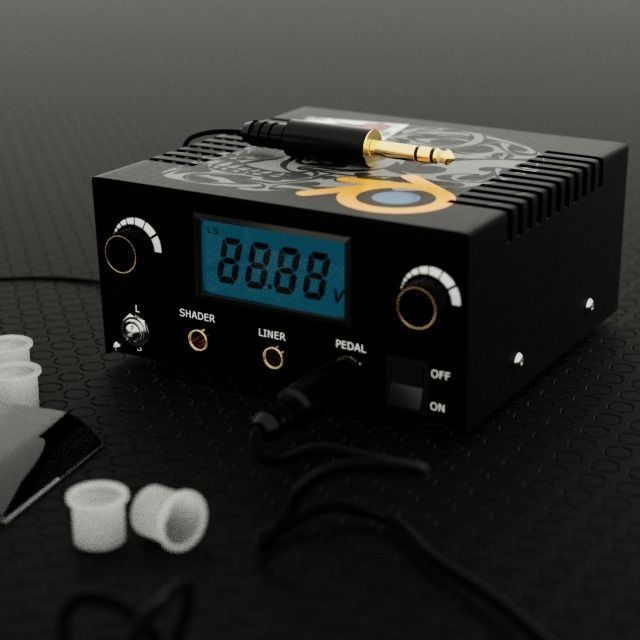 Tattoo gun kit 3D model_1