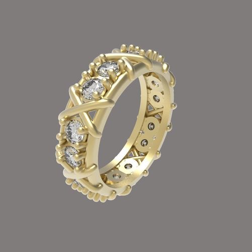 3D print model gold diamond eternity ring 3D print model
