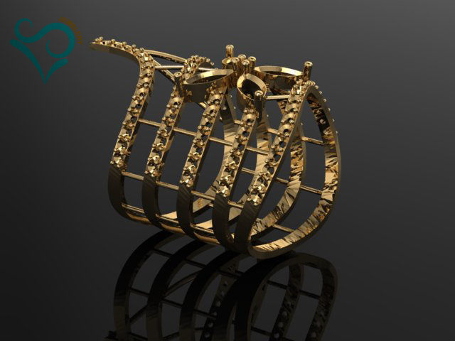 golden ring with stone 3D print model  3D print model