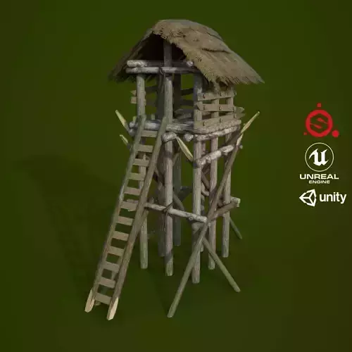 HIE Game Ready Look out Tower D180328 Low-poly 3D model