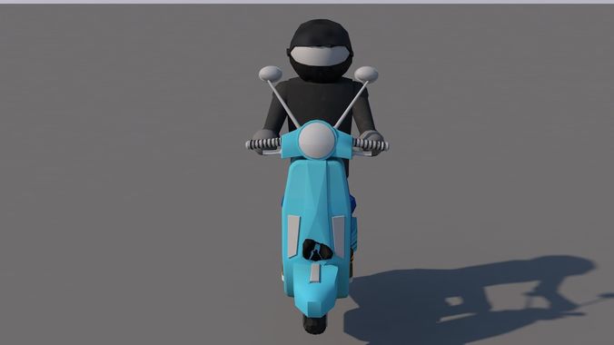 moped ninja on scooter Low-poly 3D model