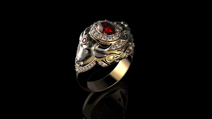 Bull Ring Mens Diamond Ring 3D print model
