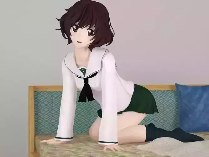 Yukari Akiyama anime girl pose 02 3D model