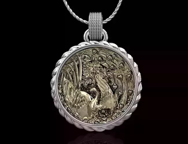 Sweet phoenix with flowers-pendant