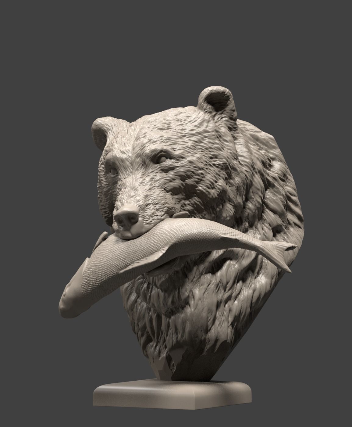 Bear and salmon 1 3D print model_3