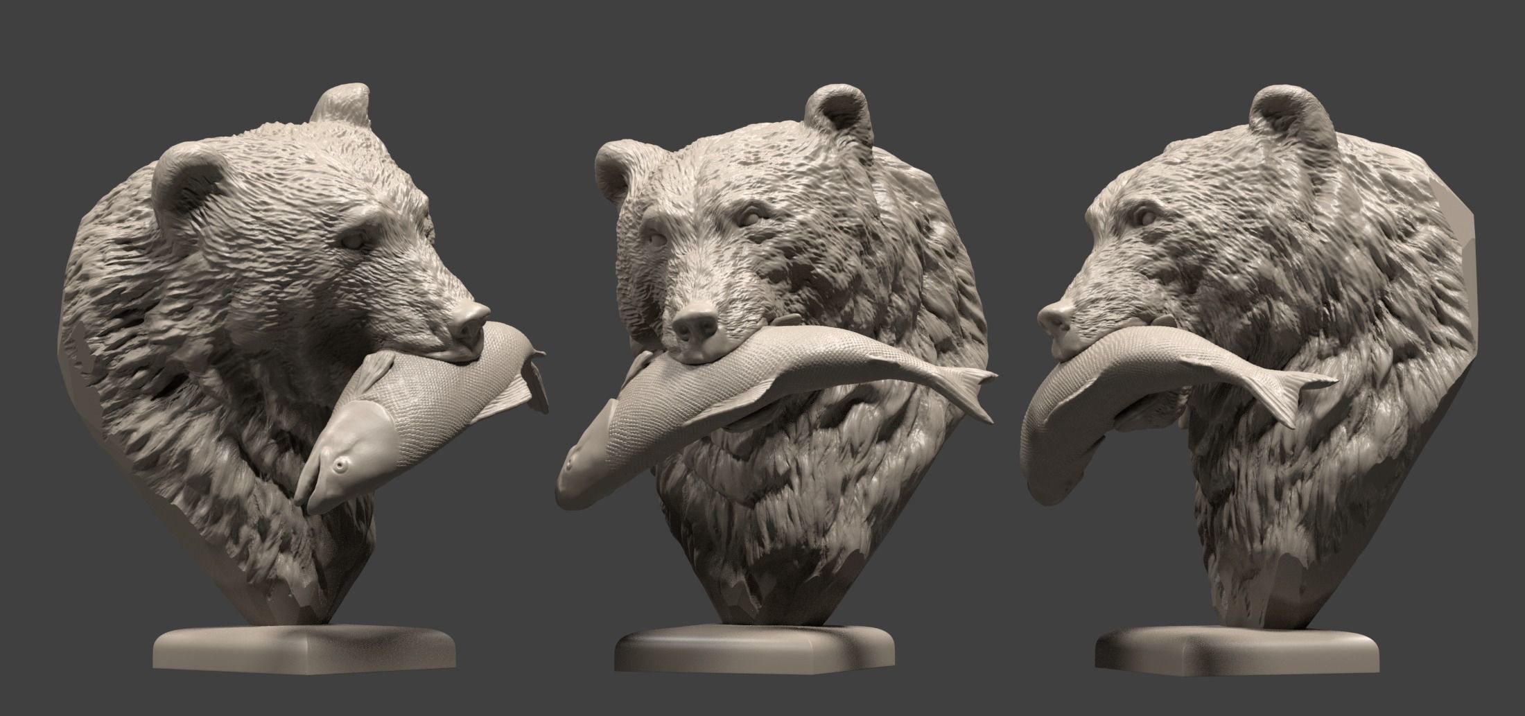 Bear and salmon 1 3D print model_12