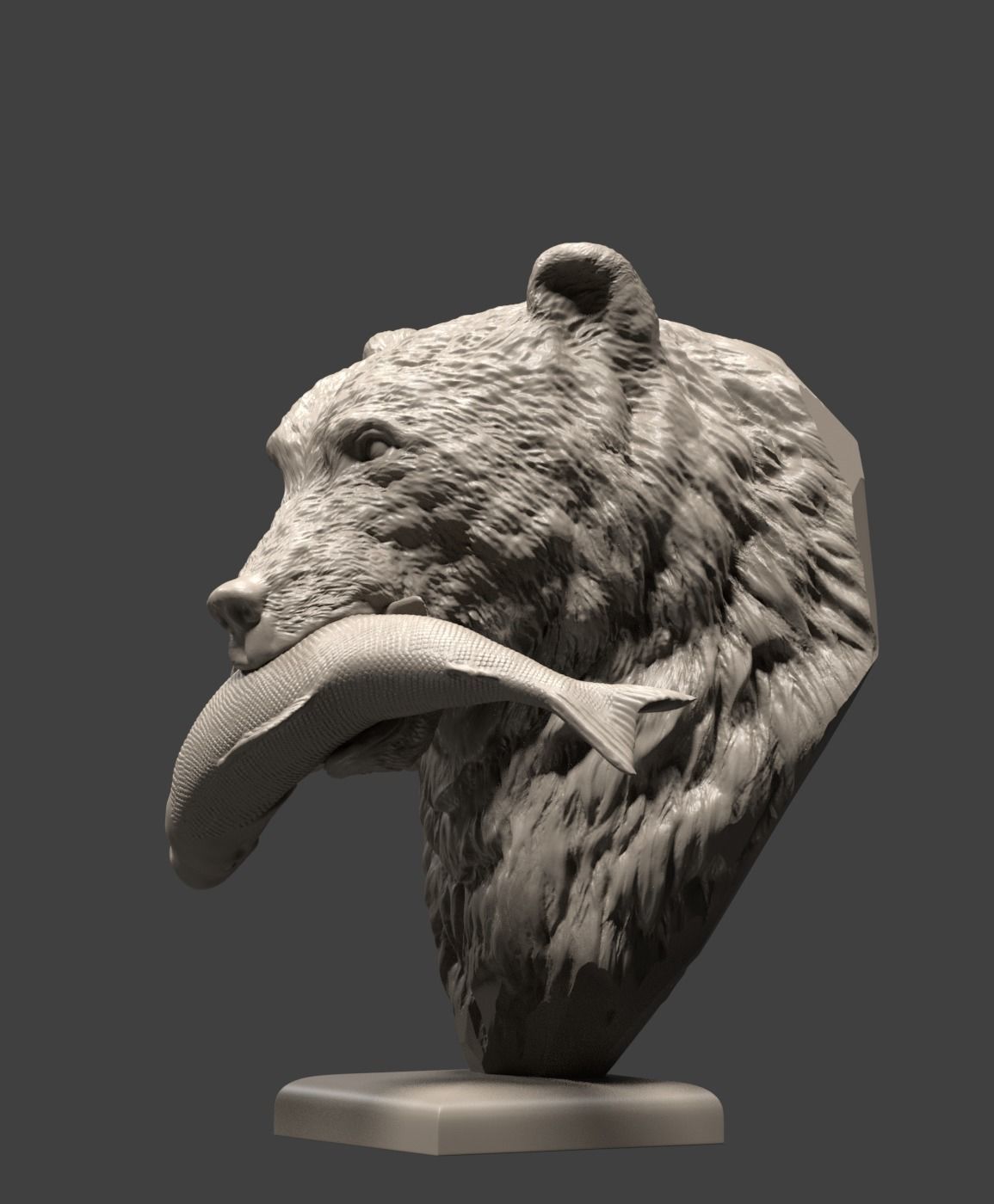 Bear and salmon 1 3D print model_2