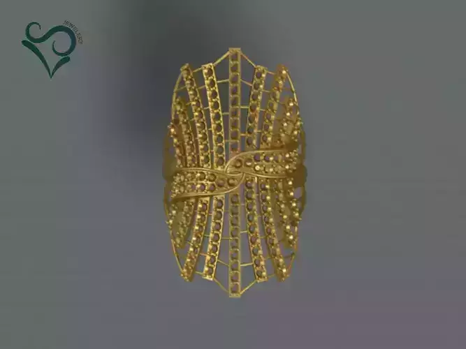 golden ring with stone 3D print model women ring 