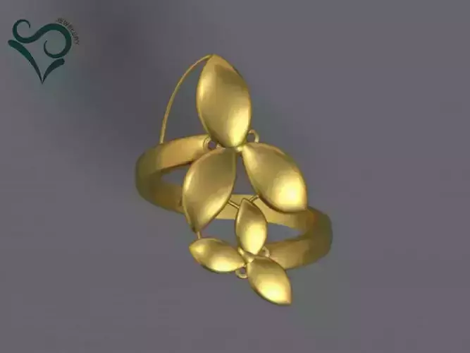 golden ring 3D print model women ring