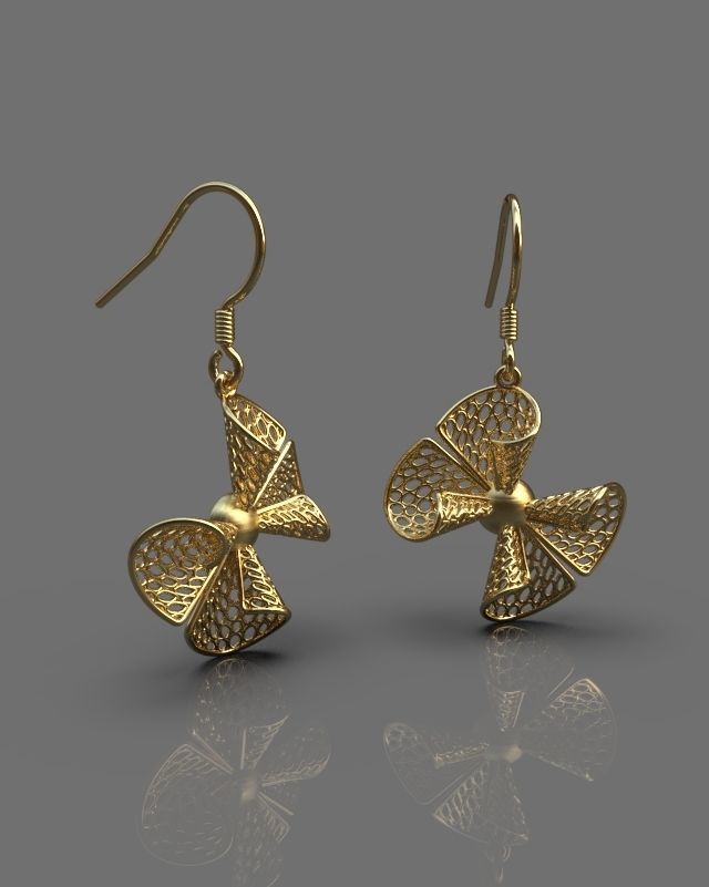 Stylized earrings 3D print model_3